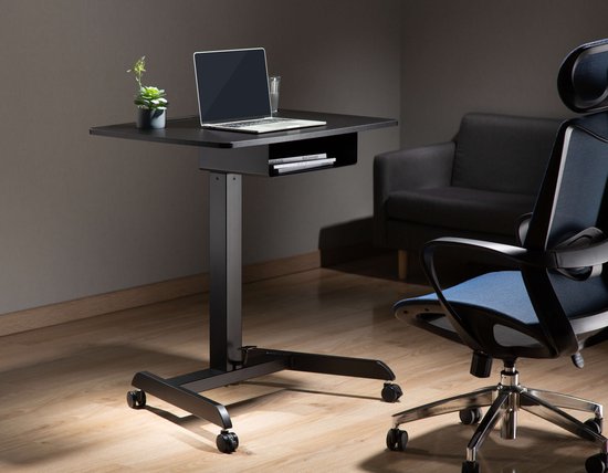 VDD Gaming - Bureau - Laptop Tafel - Zit Sta Bureau - Verrijdbaar - Workstation - Laptop Standaard - Bijzet Tafel op Wielen - Zwart