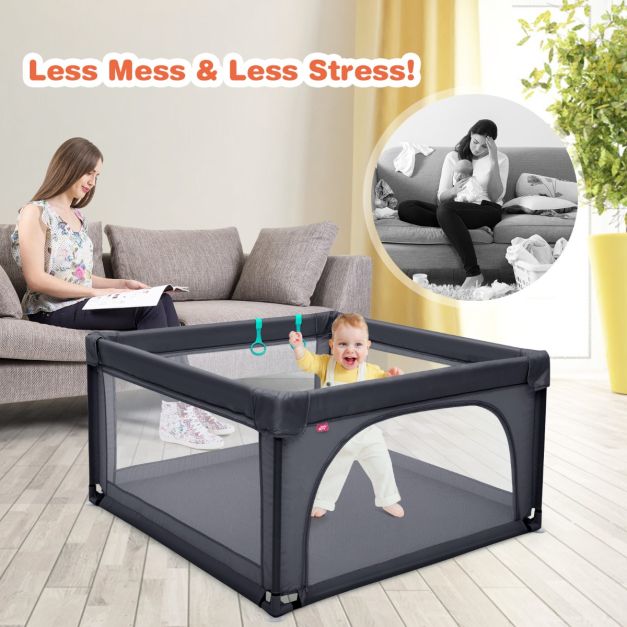 Coast - Babybox met 50 Speelballen - Ademend Gaas - 120 x 120 cm - Donkergrijs