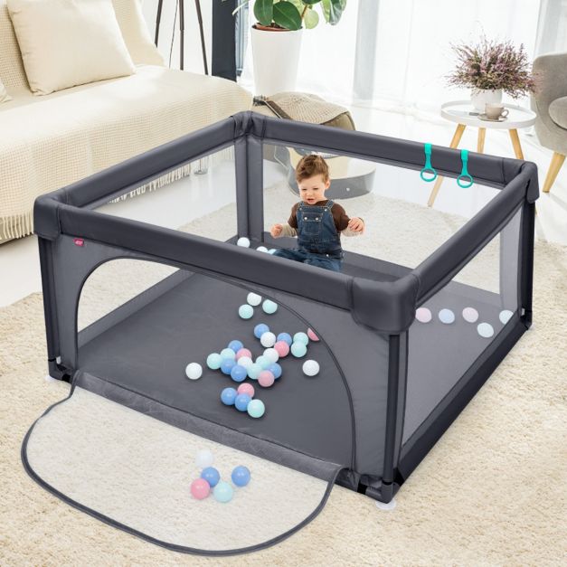 Coast - Babybox met 50 Speelballen - Ademend Gaas - 120 x 120 cm - Donkergrijs
