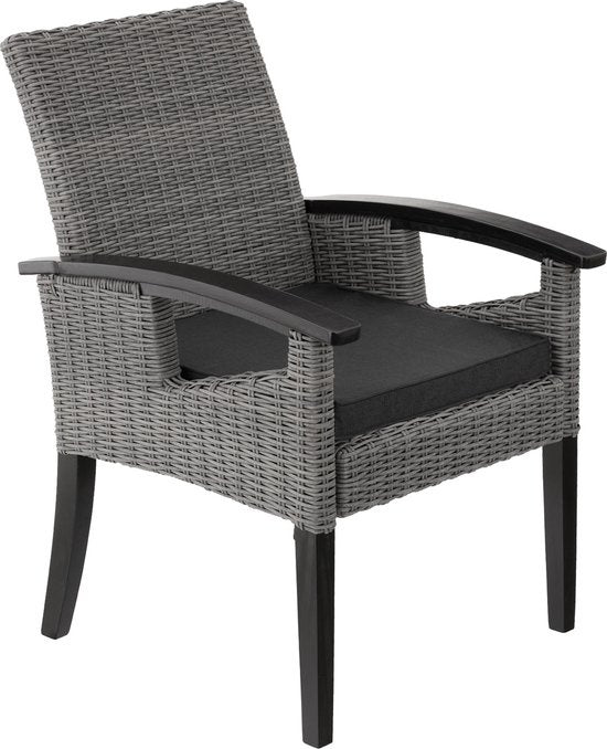 tectake® - Wicker stoel tuinstoel terrasstoel - Rosarno - grijs - 404806 - poly-rattan