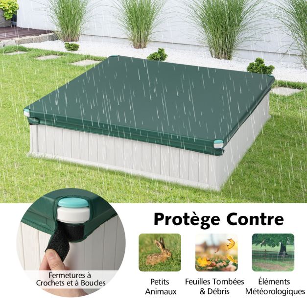 Coast Zandbak Wit – Vierkante HDPE Kinderzandbak met 4 Hoekzitjes en Afdekhoes – 123,5 x 123,5 x 31,5 cm