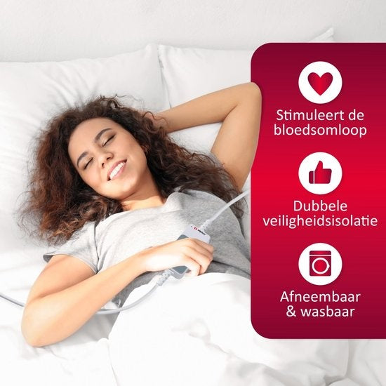 alpina Elektrische Deken - Warmtedeken 1 Persoons - Onderdeken - 3 Standen - Wasbaar - 80 x 150cm - Wit