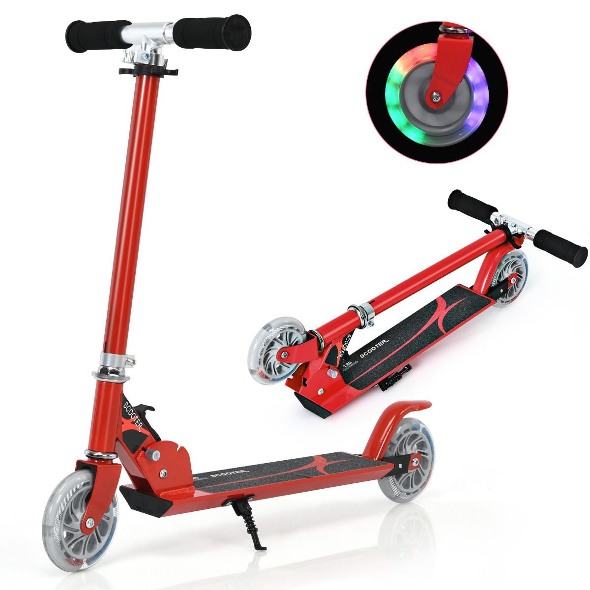 Coast Opvouwbare - LED Verlichte Wielen - Hoogte Verstelbaar 63-86,5cm - Rood