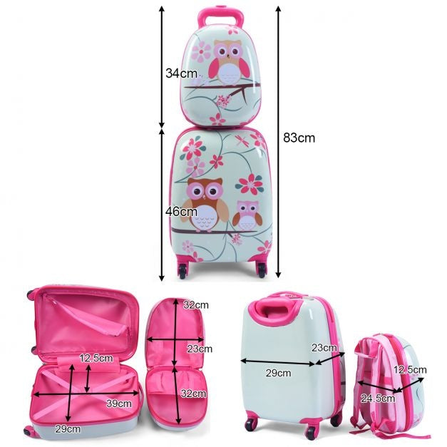 Coast Kinderkofferset 2-delig Kindertrolley + Rugzak Bloemen Blauw + Roze