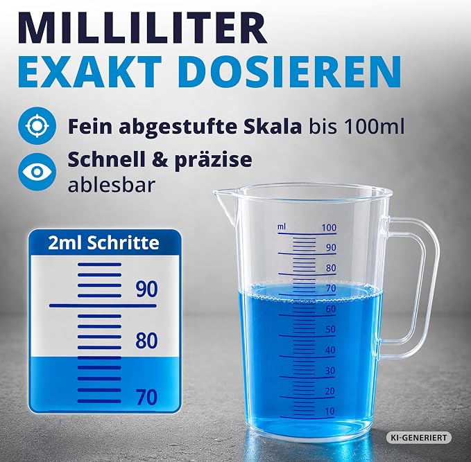 LICARGO Maatbeker 100 ml - 2 ml Schaalverdeling - BPA-vrij - Vaatwasserbestendig