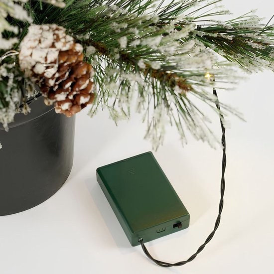 Black Box Trees Vandans Kunstkerstboom met Verlichting - Kerstboom H90 x Ø48 cm - Kunstboom in Pot met Besneeuwde Takken - Groen