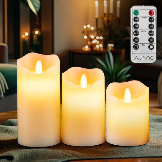 Aurae Led Kaarsen met Bewegende Vlam op Batterijen 3 stuks