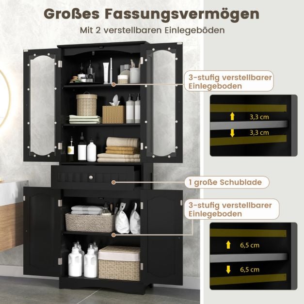 Coast Vrijstaande Kast – Hoge Opbergkast 60 x 30 x 160 cm – Zwart