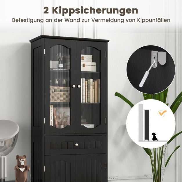 Coast Vrijstaande Kast – Hoge Opbergkast 60 x 30 x 160 cm – Zwart