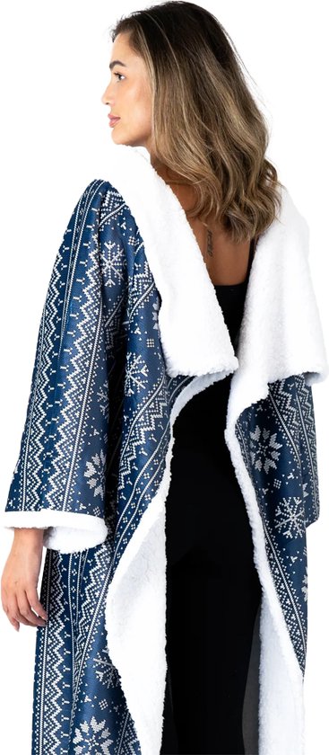 Cosas - Hoodie deken - Plaid met mouwen - Blauw - 180x130cm