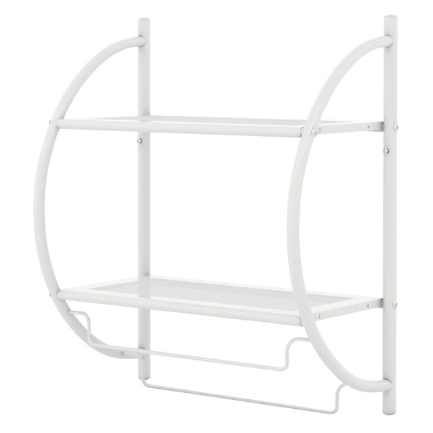 Coast Handdoekhouder Wandrek - 45 x 25,5 x 55 cm - Wit - Metaal Badkamerrek met 2 Planken en Handdoekstangen