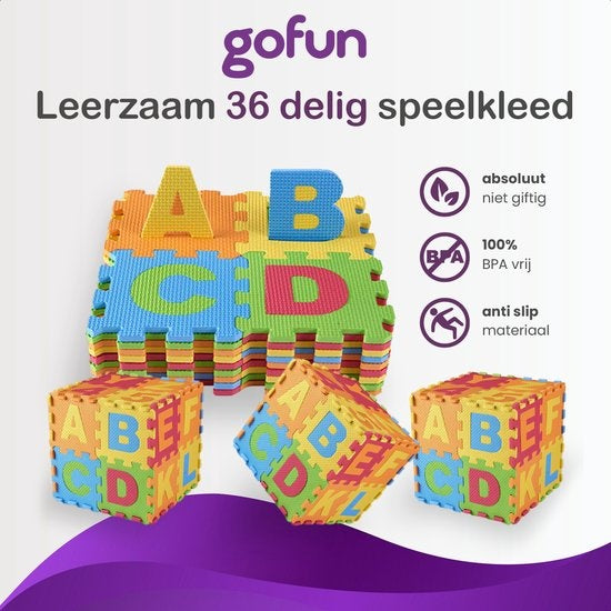 Gofun Speelmat XL u2013 180 x 180 cm u2013 Foam u2013 Opvouwbaar u2013 Baby u2013 Tegels u2013 Multicolor u2013 Puzzel 86u2013delig
