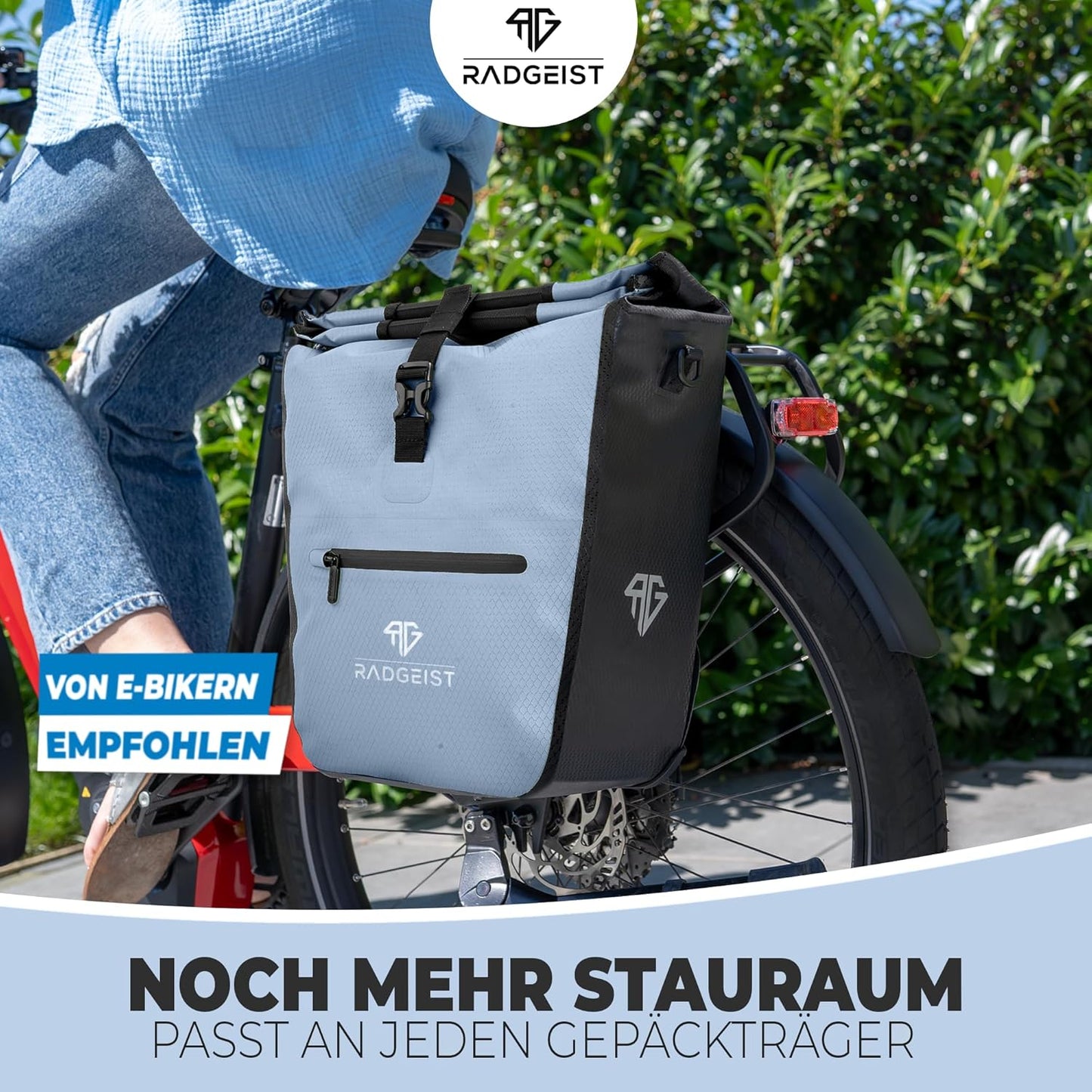 RADGEIST fietstas voor bagagedrager I fietstas shopper met uitneembare koeltas I boodschappentas & boodschappendraagtas 22-28 liter - blauw