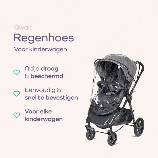 Qwali Regenhoes Kinderwagen Universeel - Wandelwagen - Regenhoes Buggy - Kinderwagen Accessoires