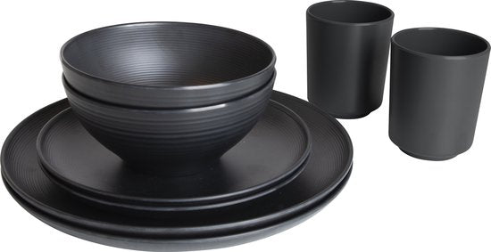 Bo-Camp - Industrial - Servies - Orville - 16 Stuks - Zwart