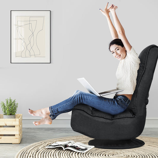 Coast Relax Fauteuil Vloerstoel - Draaibaar, Opvouwbaar, Max. 150 KG - 59 x 75 x 83 cm - Stof/Ijzer - Zwart