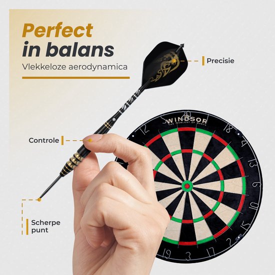 WINDSOR® Cavalier 3 Dartpijlen Set - Incl. Opbergdoos, Flights