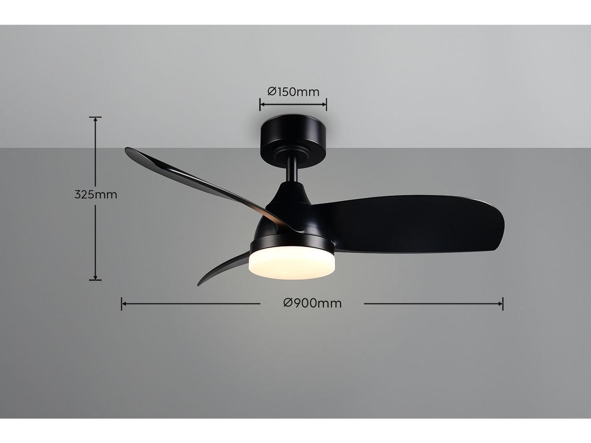 Trio Lighting Helsinki LED Plafondventilator - Zes Snelheidsstanden - Ø 90 cm - Mat Zwart