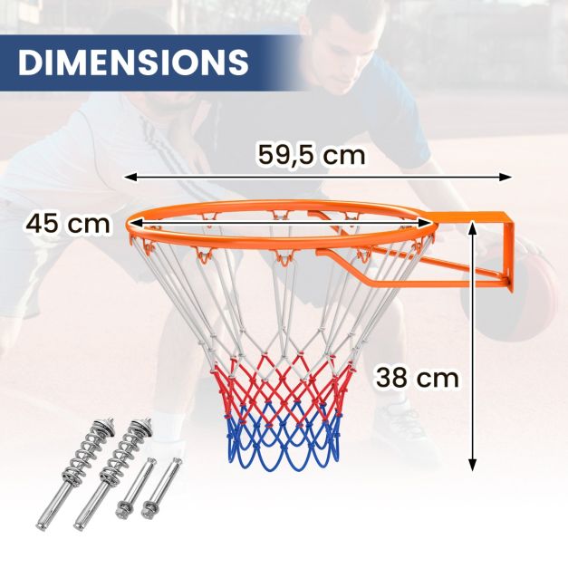 Coast 45 cm Basketbalring met Net voor Alle Seizoenen aan de Muur Bevestigde Basketbalstandaard met Dubbele Veren
