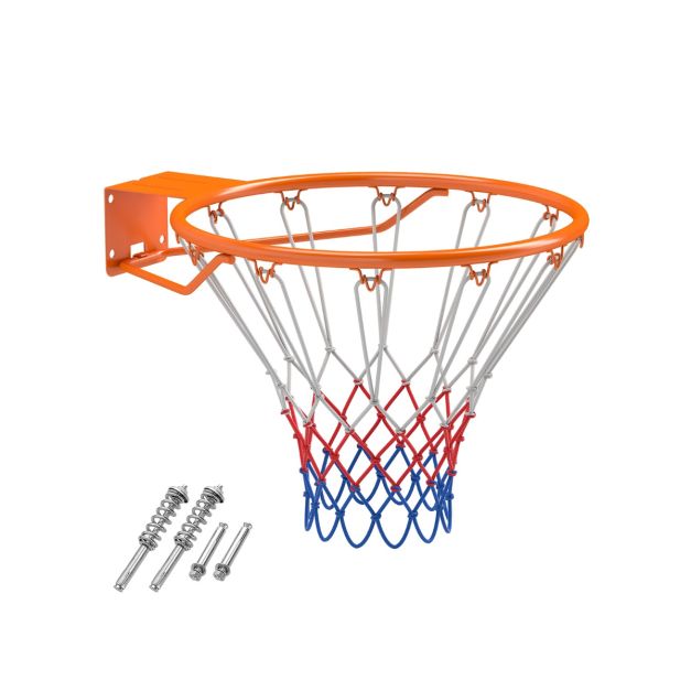 Coast 45 cm Basketbalring met Net voor Alle Seizoenen aan de Muur Bevestigde Basketbalstandaard met Dubbele Veren