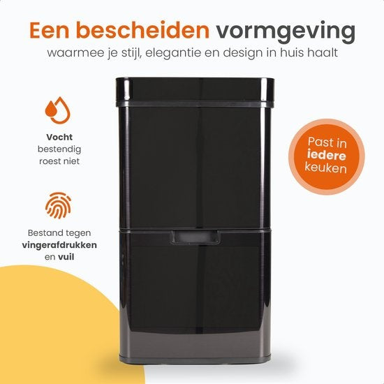 Goliving Automatische Prullenbak – Sensor & Soft-close – 72 liter – 42 x 31 x 75 cm – Zwart