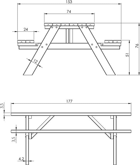 AXI Julie Picknicktafel van hout Klassiek 177 x 154 cm - Naturel