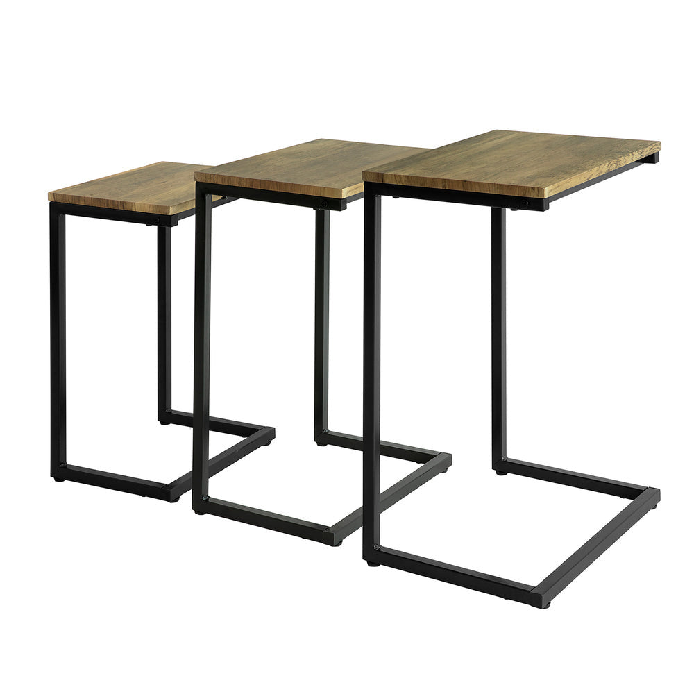 SoBuy Set van 3 salontafels - Inschuifbaar - Bijzettafels - Max. 20KG - 34 x 51 x 26 cm - Houtkleur