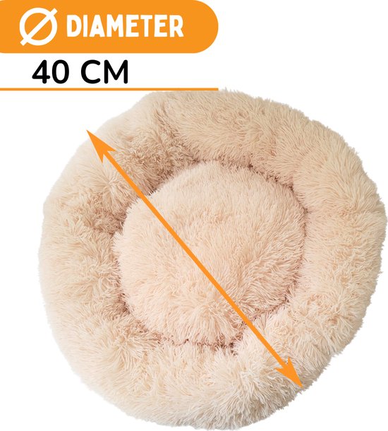 By Cee Cee Hondenmand - Donut Hondenmand - Kattenmand - Premium Hondenkussen - Volledig Afritsbaar - Beige 40cm - S
