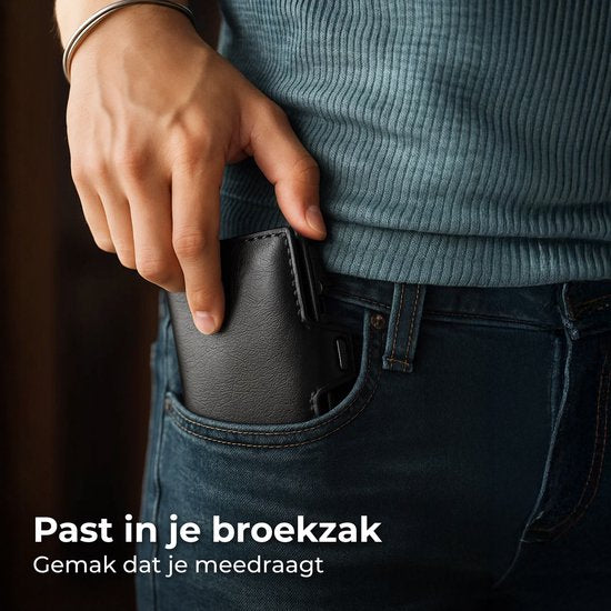 Nuvance Pasjeshouder - Kaarthouder uitschuifbaar met RFID Bescherming - 10 Pasjes - Pasjeshouders Mannen & Vrouwen - Zwart