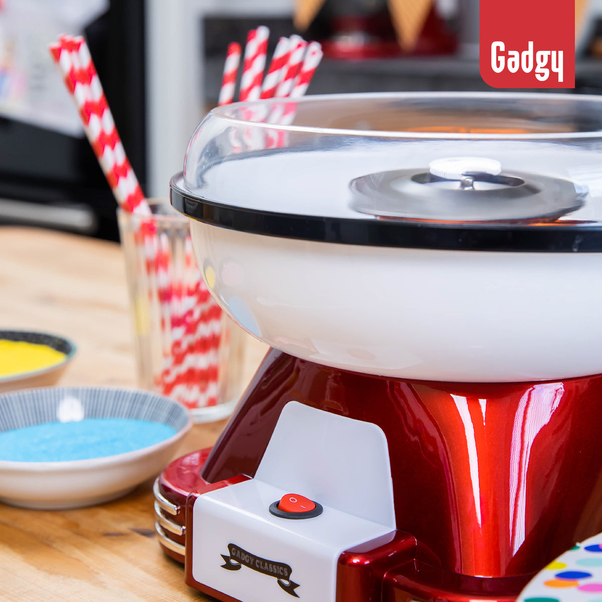 Gadgy Suikerspinmachine Retro, met 10 Stokjes en Maatlepel - Suikerspinmakers - Snoep - Kinderfeestje - Suikerspin Suiker - Cotton Candy - Suikerspinmachines