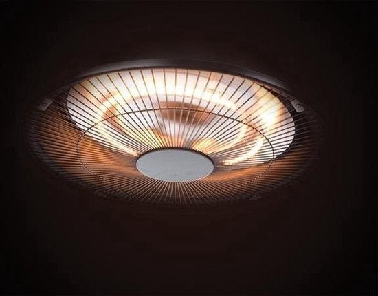 Perel Terrasverwarmer, 1500 W, carbon, plafondmontage, met ketting, 1 warmteniveau, plensdicht, retrodesign, metaal, zwart