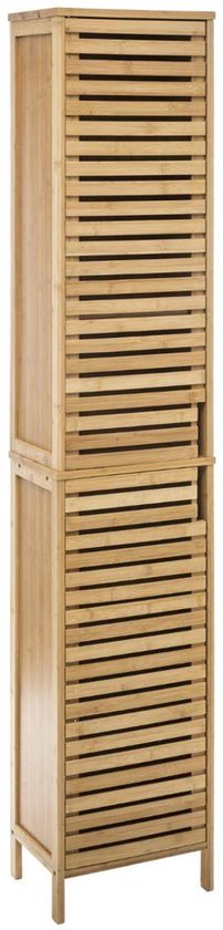 5Five Kolomkast - hoog - 34 x 24 x 170 cm - bamboe - bruin - badkamerkast - badkamer meubel