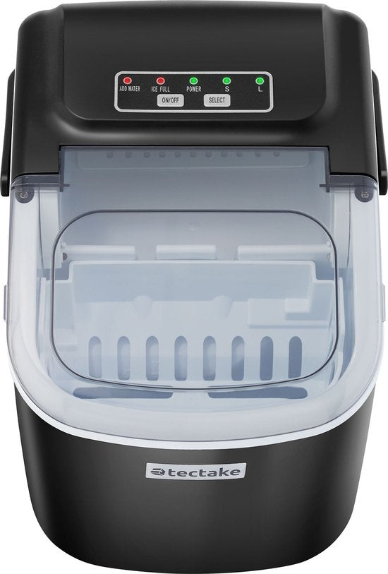 tectake® IJsblokjesmachine Arctic - 1,2L - 2 IJsblokjes Formaten - IJsmachine - Ice cube maker - IJsblokjesmaker met IJsschep - Zwart