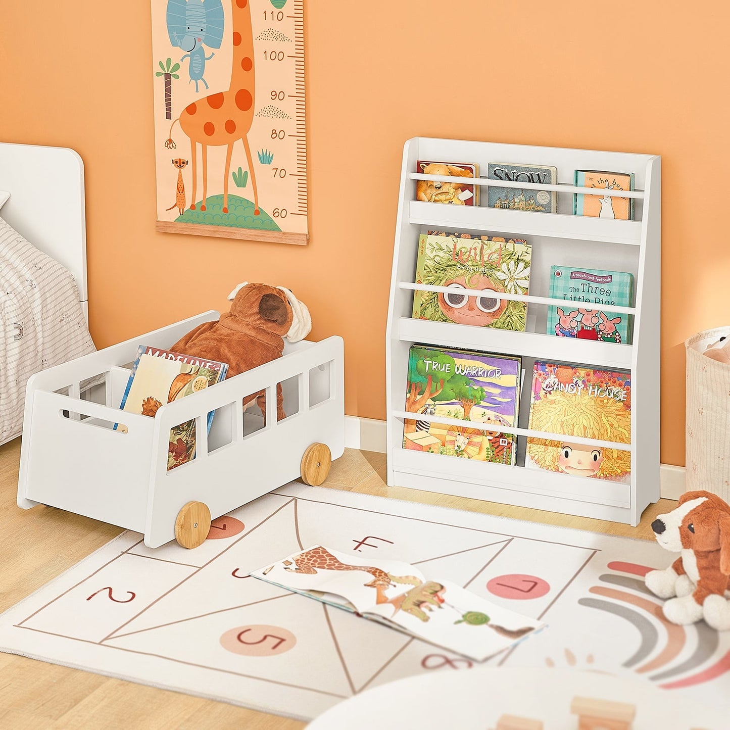 SoBuy Kinderboekenkast - 4 Planken - Max. 15 kg per plank - 58 x 18 x 81 cm - Wit