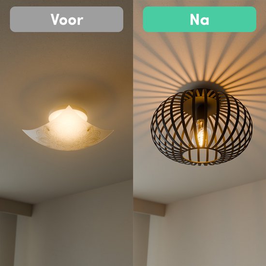 Nolt Plafondlamp Zwart - Plafonniere E27 Lamp - Industrieel - ⌀ 30cm