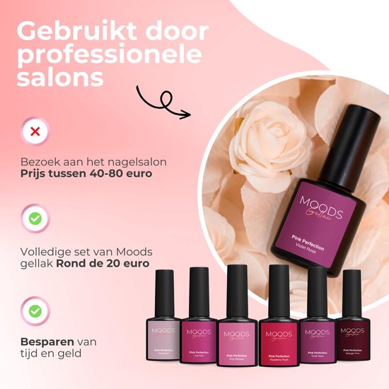 Moods Gellac 6-delige Set - Gellak Starterspakket - Gel Nagellak - 8ML - Pink Perfection - Gellac - Nagels - Chique Kleuren