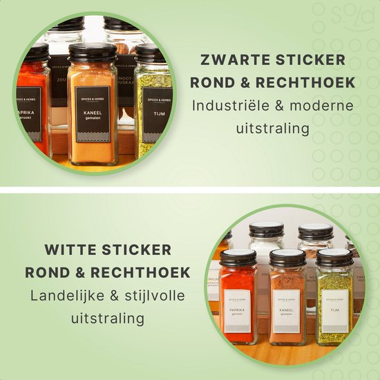 S.old - 24 Glazen Kruidenpotjes vierkant met Deksel Zwart - Kruidenstrooier - Complete set met Strooideksels, Voorbedrukte Stickers en Trechter - Inhoud 120 ml - 10,5 x 4,3 cm