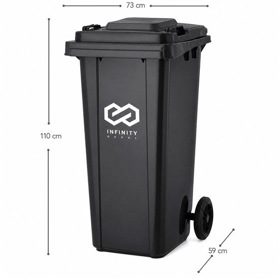 Infinity Goods Kliko 240L - Afvalcontainer - Rolcontainer - Kunststof Mini Container - Met Wielen - Grijs