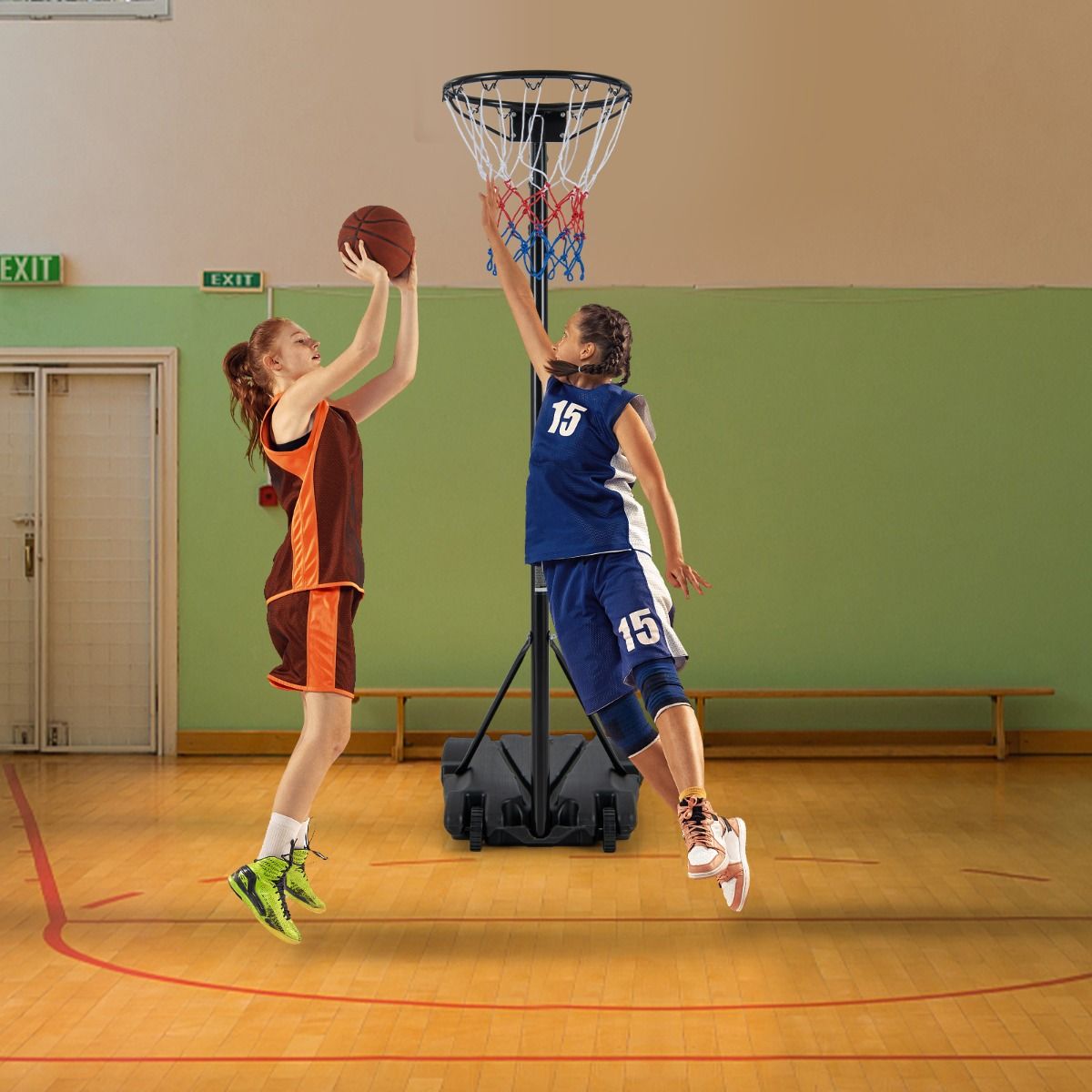 Coast Basketbalstandaard - in hoogte verstelbaar - opvulbare basis - met wielen - zwart