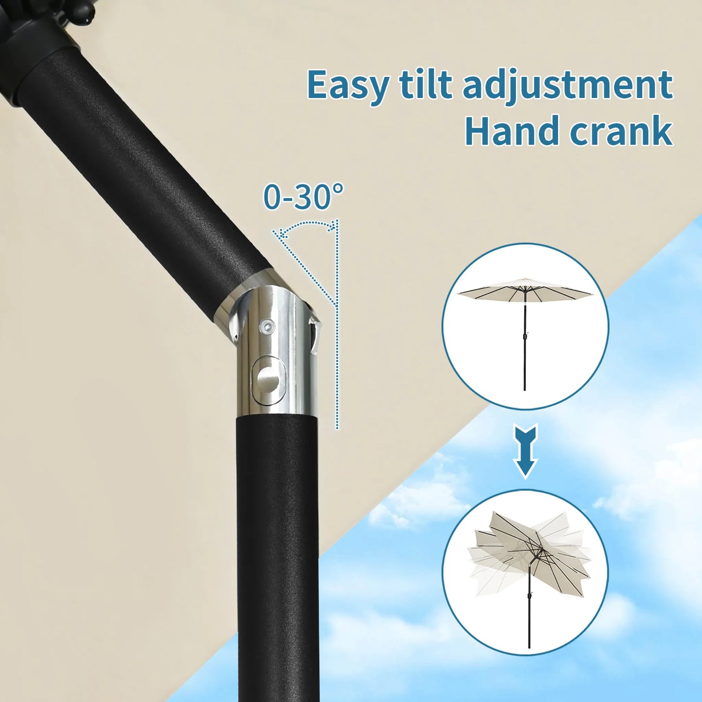Angel Living Parasol - Ø270 cm - Kantelbaar - Créme