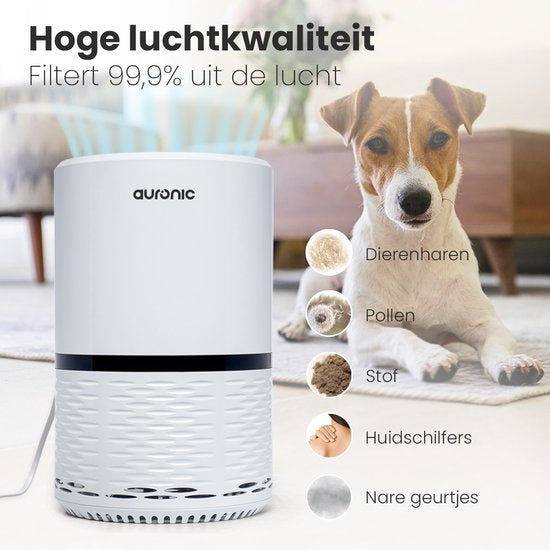 Auronic Luchtreiniger - Air Purifier met HEPA Filter - Verwijdert 99,97% - 25W - 3 Standen - Wit