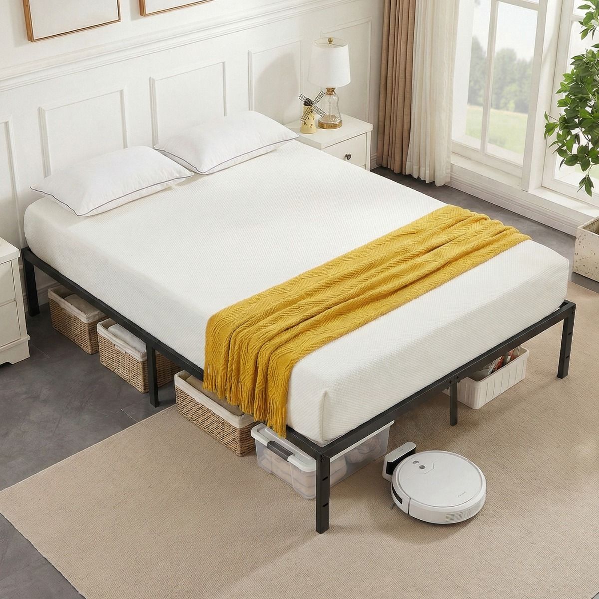 Coast Platformbed - metalen lattenbodem - opbergruimte onder het bed - 160 x 200 cm - zwart