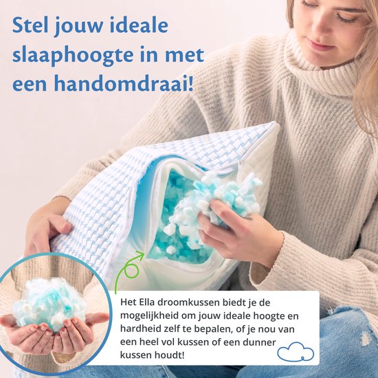 EL-Life Hoofdkussen Nekklachten 40 x 80 cm - Bamboe kussen - Traagschuim / Memory Foam vulling - Ergonomisch en Orthopedisch - Inclusief kussensloop