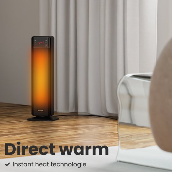 Auronic Elektrische Kachel - Keramische Kachel - Toren Kachel - 2000W Heater - Zwart