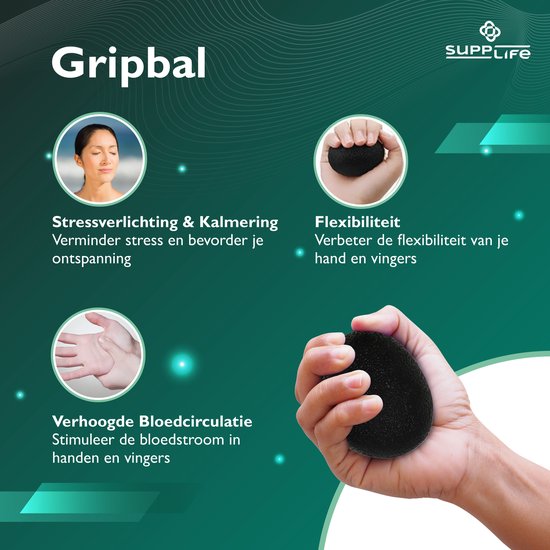 Supplife Handtrainer Set 5-delig – Verstelbare Handknijper met Teller – Grip Trainer & Gripbal - Vingertrainer – Anti RSI