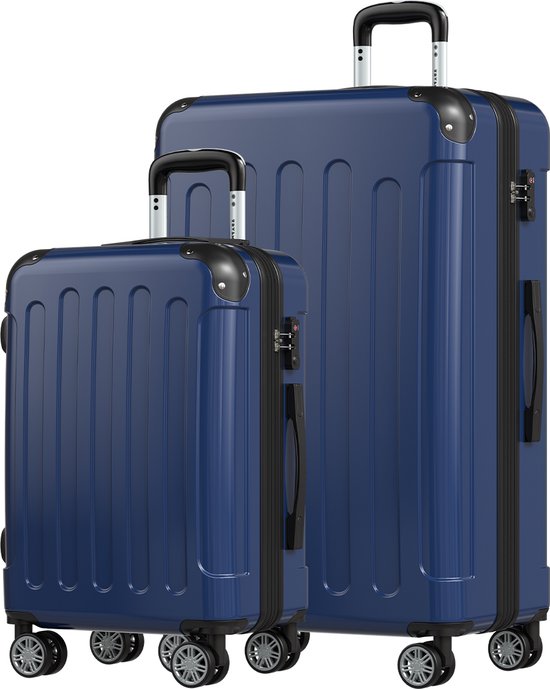 TRVLMORE - Kofferset - 2 Delig - 45L Handbagage + 115L Ruimbagage - TSA Slot - Lichtgewicht - Reiskoffer Set - Donkerblauw