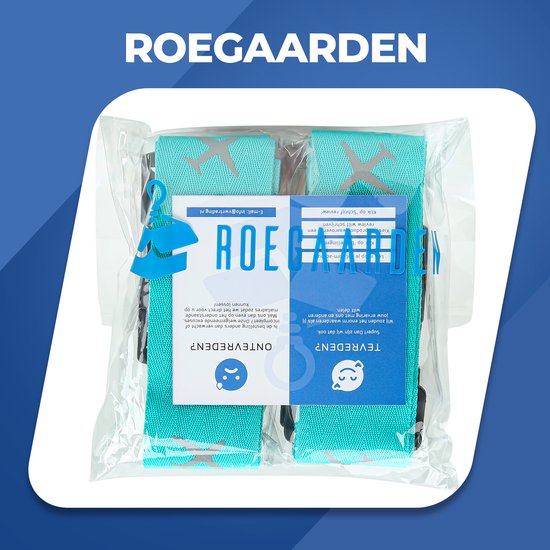 Roegaarden kofferriem met cijferslot - Bagageriem - Kofferslot - Inclusief kofferlabel - Blauw - 2 stuks