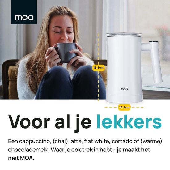 MOA Melkopschuimer - BPA vrij - Voor Opschuimen en Verwarmen - Wit - MF1W