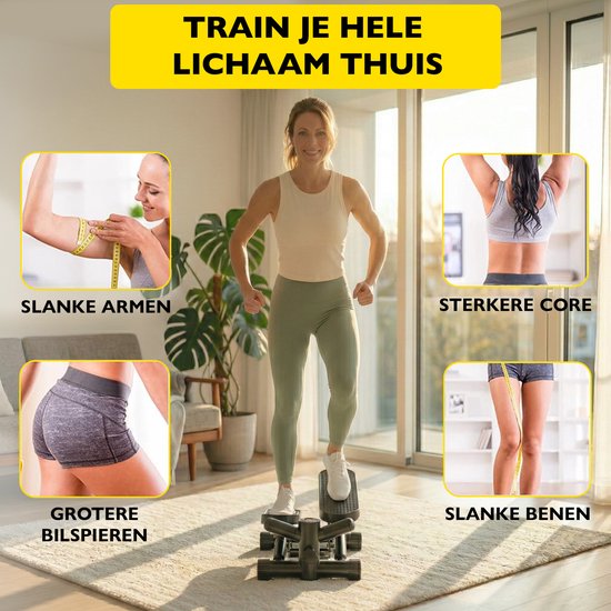 Zoluko Stepper met Weerstand - Inclusief Weerstandsbanden en E-Book - Stepper Fitness - Fitness Step - Mini Stepper - Step Fitness - Aerobic Step - Step - Stepper Fitnessapparaat - Hometrainer - Zwart