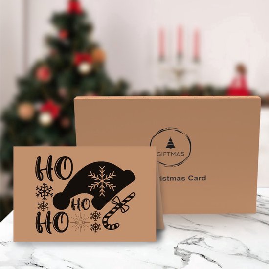 Giftmas Kerst Collectie – Wenskaarten & Kerstkaarten Set – 36 Groetenkaarten met 12 Designs – Inclusief Enveloppen en Stickers – Kraft Papier Kaartenset Voor Feestdagen - 20x15cm